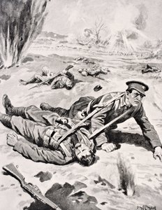 Lance-Corporal Joseph Tombs VC, with One of Four Wounded Comrades He Saved Near Armentieres, France, 16th June 1915, from 